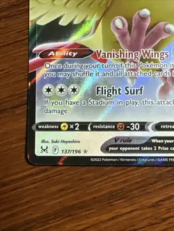 Pidgeot V 137/196 Ultra Rare Holo Lost Origin Pokemon TCG Card - Image 5