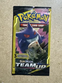 Pokemon Sun & Moon Team Up Booster Pack 3 Cards Gengar Mimikyu sealed - Image 1