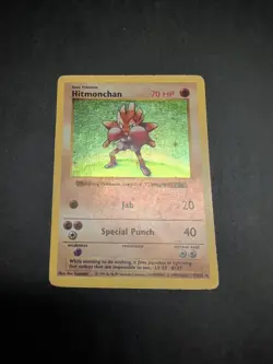 Hitmonchan 007/102 Base Set (Shadowless) Holo Wotc Pokemon Card Damage - Image 1