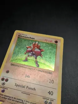 Hitmonchan 007/102 Base Set (Shadowless) Holo Wotc Pokemon Card Damage - Image 3