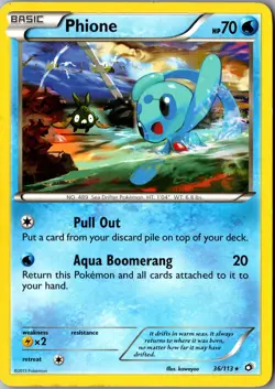 Phione 36/113 Rare Legendary Treasures LP Pokemon Card - Image 1