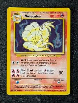 1999 Pokemon NINETALES #12/102 Base Set Unlimited Galaxy Star Holo Rare English - Image 1