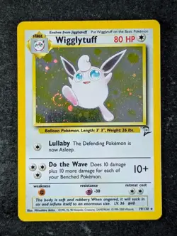 2000 Pokemon WIGGLYTUFF #19/130 Base Set 2 Unlimited Cosmos Holo Rare English - Image 1