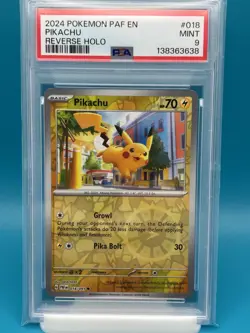 PSA 9 - 2024 POKEMON PAF EN-PALDEAN FATES 018 PIKACHU REVERSE HOLO - Image 1