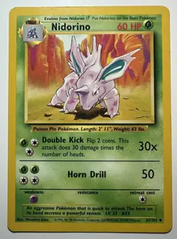 Nidorino - 37/102 - Uncommon - Pokemon TCG Unlimited Base Set WOTC 1999 MP - Image 1