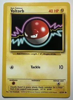 Voltorb - 67/102 - Common - Pokemon TCG Unlimited Base Set WOTC 1999 LP - Image 1
