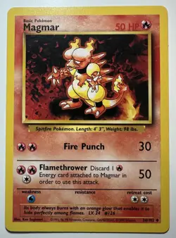 Magmar - 36/102 - Uncommon - Pokemon TCG Unlimited Base Set WOTC 1999 LP - Image 1