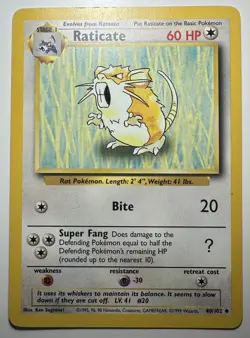 Raticate - 40/102 - Uncommon - Pokemon TCG Unlimited Base Set WOTC 1999 MP - Image 1