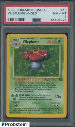 1999 Pokemon Jungle #15 Vileplume Holo PSA 8 NM-MT - Image 1