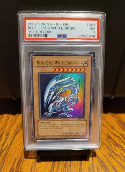 2002 Yu-Gi-Oh! Blue-Eyes White Dragon SDK-001 NA PSA 7 1st Edition Ultra Rare - Image 1