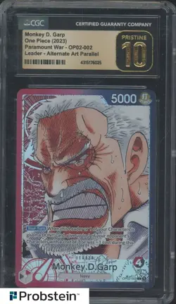 2023 One Piece OP02-002 Monkey D. Garp Alpha Pre-Errata CGC 10 PRISTINE - Image 1