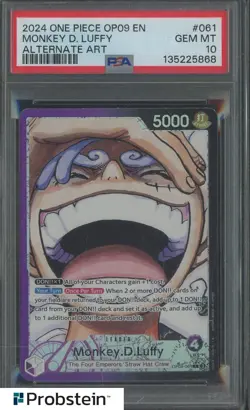 2024 One Piece OP09 EN Alternate Art #061 Monkey D. Luffy PSA 10 GEM MINT - Image 1