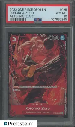 2022 One Piece OP01 #025 Roronoa Zoro Alternate Art PSA 10 GEM MINT - Image 1