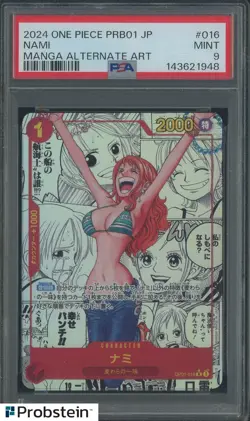 2024 One Piece PRB01 Japanese Manga #016 Nami PSA 9 MINT - Image 1