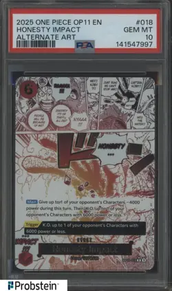 2025 One Piece OP11 EN Alternate Art #018 Honesty Impact PSA 10 GEM MINT - Image 1