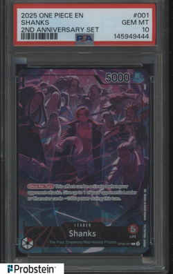 2025 One Piece EN 2nd Anniversary Set #001 Shanks PSA 10 GEM MINT - Image 1