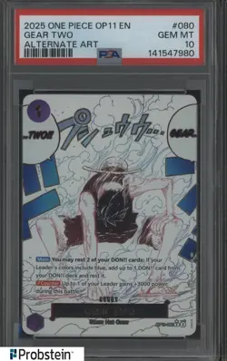 2025 One Piece OP11 EN Alternate Art #080 Gear Two PSA 10 GEM MINT - Image 1