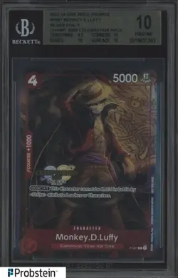 2022-24 One Piece Promos P007 Monkey D. Luffy Silver foil Chmp. Celern BGS 10 - Image 1