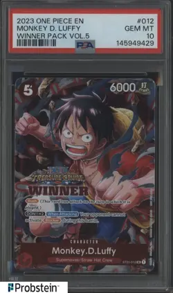 2023 One Piece EN Winner Pack Vol.5 #012 Monkey D. Luffy PSA 10 GEM MINT - Image 1