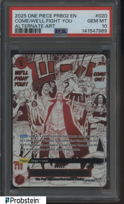 2025 One Piece PRB02 EN Come On!! We'Will Fight You PSA 10 GEM MINT - Image 1