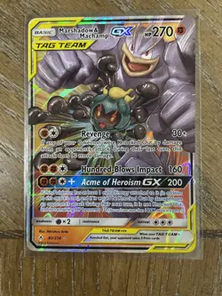 Pokemon TCG Marshadow & Machamp GX Holo Card 82/214 Sm-Unbroken Bonds - Image 1