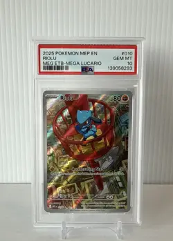 2025 Pokemon Mega Evolution Black Star Promo Lucario Riolu PSA 10 Gem Mint - Image 1