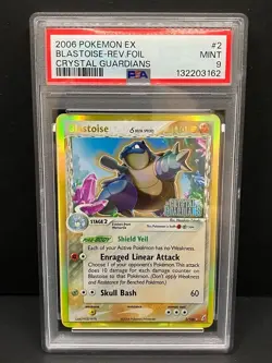 Pokemon TCG Crystal Guardians Rev Foil Blastoise #2 PSA Graded 9 FREE SHIPPING - Image 1