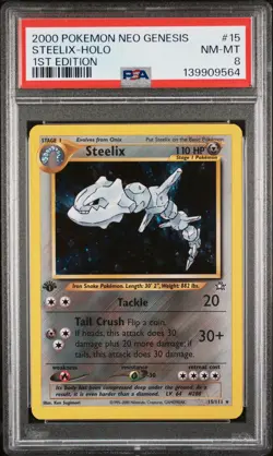 2000 POKEMON NEO GENESIS 1ST ED #15 STEELIX-HOLO PSA 8 - Image 1