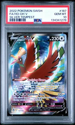 2022 POKEMON SWORD & SHIELD SILVER TEMPEST #187 FULL ART/HO-OH V PSA 10 - Image 1