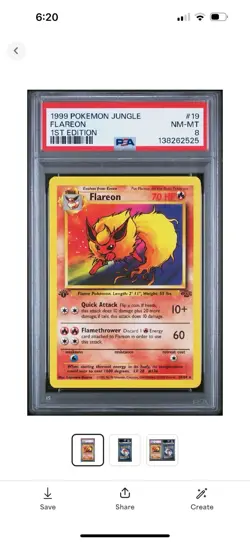 PSA 8 1999 POKEMON JUNGLE | 1ST EDITION FLAREON 19 - Image 1