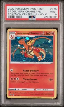 Pokemon SP. Delivery Charizard 2022 SWSH BSP #075 Pokemon Center UK Holo PSA 9 - Image 1