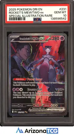 Pokemon 2025 Team Rocket's Mewtwo ex 231/182 SIR Destined Rivals GEM MINT PSA 10 - Image 1
