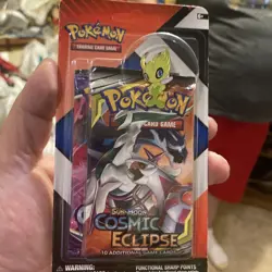 Pokemon Sealed w/ Sun & Moon Cosmic Eclipse Blister 2 Pack w/ Pin 820650851360 - Image 1
