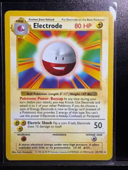 Pokemon [C] [Shadowless] Electrode 21/102 Base Set - Image 1