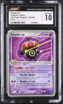 CGC 10 GEM MINT Claydol ex 2007 EX Power Keepers 93/108 Holo Pokemon Card - Image 1