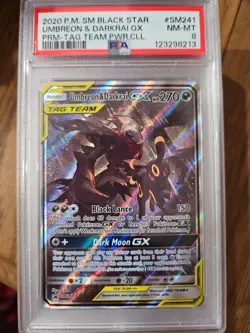 2020 Pokemon Sun and Moon Umbreon & Darkrai GX Black Star Promo #SM241 PSA 8 - Image 1
