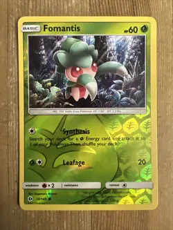 Pokemon TCG Fomantis Sun & Moon Base Set 14/149 Reverse Holo Common NM - Image 1