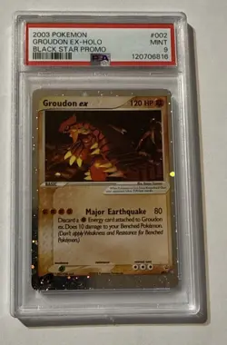 2003 Pokemon #002 Groudon EX-Holo Black Star Promo PSA 9 MINT - Image 1