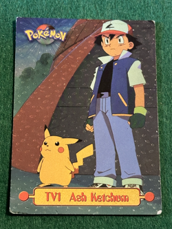 1999 Topps Pokemon Series 1 #TV1 Ash Ketchum (TV Animation Edition) Blue Logo LP - Image 1