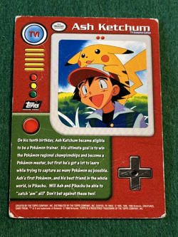 1999 Topps Pokemon Series 1 #TV1 Ash Ketchum (TV Animation Edition) Blue Logo LP - Image 2