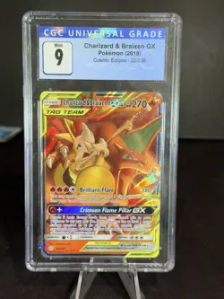 Charizard & Braixen GX Pokemon Cosmic Eclipse Graded Card CGC 9 Mint - Image 1