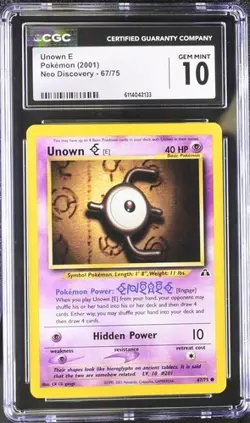 Pokemon Unown E (2001) Neo Discovery 67/75 CGC 10 - Image 1