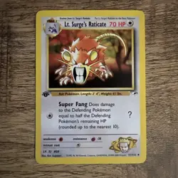 Pokemon TCG - Lt. Surge's Raticate 1st Edition Gym Heroes 51/132 Uncommon NM - Image 1