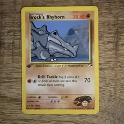 Brock's Rhyhorn 70/132 1st Edition Gym Heroes Common 2000 Pokemon TCG WOTC NM - Image 1