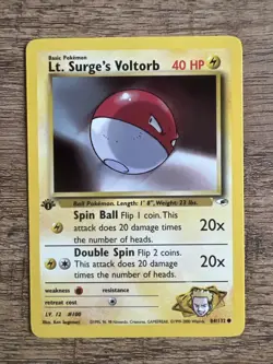 Pokemon TCG Lt. Surge's Voltorb 1st Edition 84/132 Gym Heroes 2000 LP-NM - Image 1
