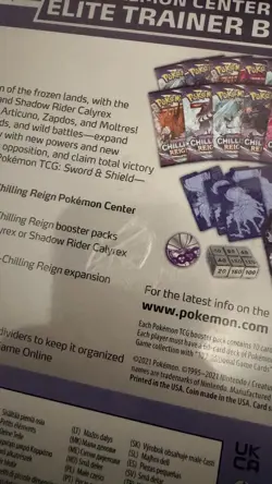 Pokemon TCG Chilling Reign Shadow Rider Pokemon Center ETB *Small Plastic Tear* - Image 3
