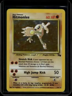 Pokemon TCG Hitmonlee 7/62 Fossil Holo Rare HP - Image 1