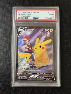 Pikachu V Full Art | Pokemon Sword & Shield Lost Origin TG16 | MINT PSA 9 - Image 1