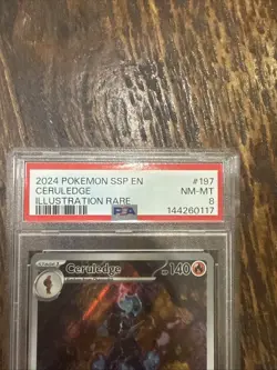 2024 POKEMON SSP EN-SURGING SPARKS ILLUSTRATION RARE #197 CERULEDGE PSA 8 - Image 2