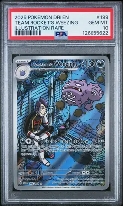2025 POKEMON DRI EN-DESTINED RIVALS #199 TEAM ROCKET'S WEEZING PSA 10 - Image 1